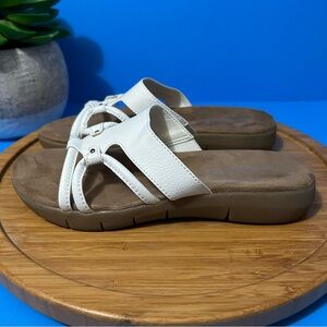 Aerosoles Wip Away White Slide Sandals Slip-On Stich Flats Size 7M